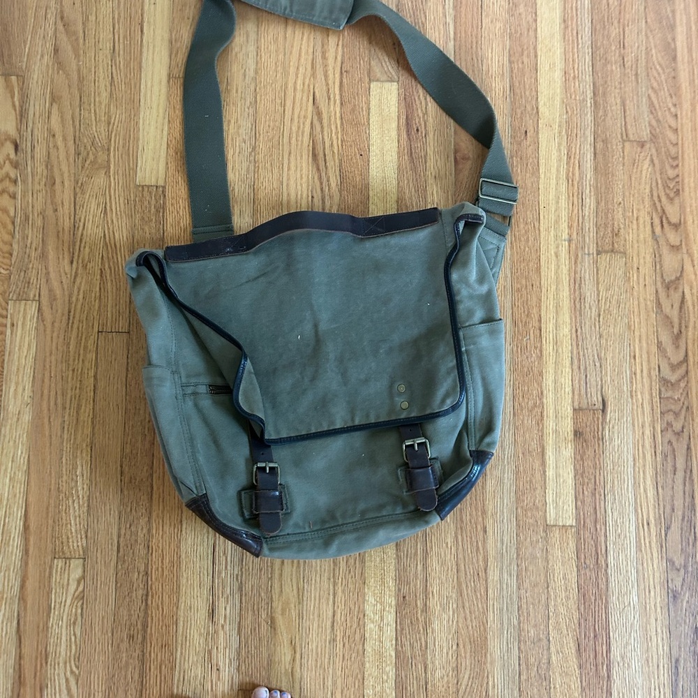J Crew Green Canvas Messenger Bag